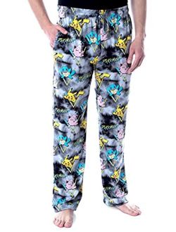 Mad Engine Pokémon Men's Pikachu Squirtle and Jigglypuff Tie Dye Adult Sleep Bottoms Pajama Pants