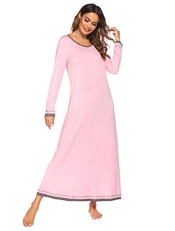 Nightgown Women Long Sleeve Sleepwear Full Lenth Long Nightshirt Soft Loungewear S-XXL