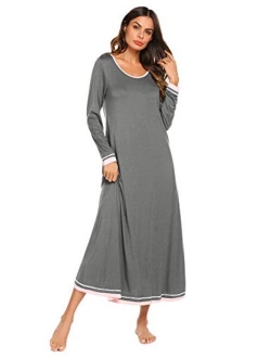 Nightgown Women Long Sleeve Sleepwear Full Lenth Long Nightshirt Soft Loungewear S-XXL