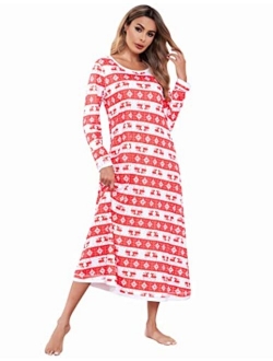 Nightgown Women Long Sleeve Sleepwear Full Lenth Long Nightshirt Soft Loungewear S-XXL