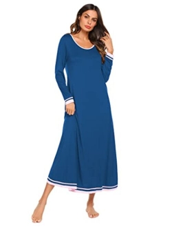 Nightgown Women Long Sleeve Sleepwear Full Lenth Long Nightshirt Soft Loungewear S-XXL