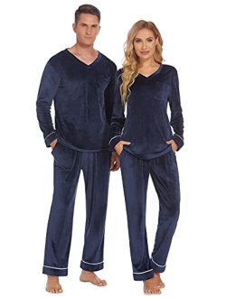 Couples Matching Pajamas Sets Velvet PJs Set for Men and Women Velour Long Sleeve Sleepwear S-XXL