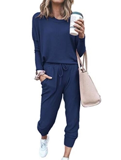 ETCYY NEW Lounge Sets for Women Sweatsuits Sets Two Piece Outfit Long Sleeve Pant Workout Athletic Tracksuits