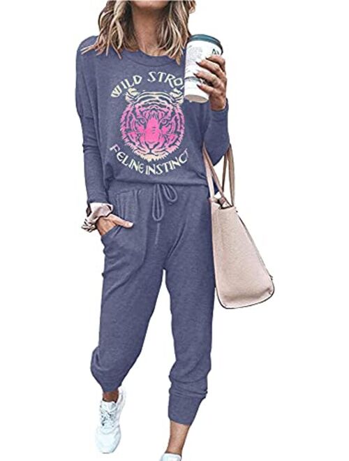 ETCYY NEW Lounge Sets for Women Sweatsuits Sets Two Piece Outfit Long Sleeve Pant Workout Athletic Tracksuits