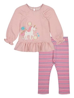 Little Girls Georgette Flounce Tunic and Leggings Set, 2 Piece