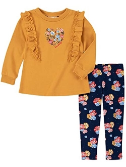 Little Girls Georgette Flounce Tunic and Leggings Set, 2 Piece