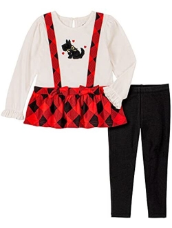 Little Girls Georgette Flounce Tunic and Leggings Set, 2 Piece