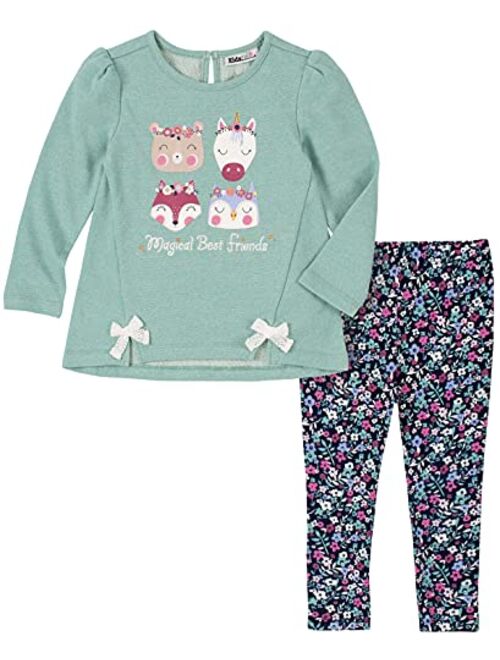 Kids Headquarters Little Girls Georgette Flounce Tunic and Leggings Set, 2 Piece