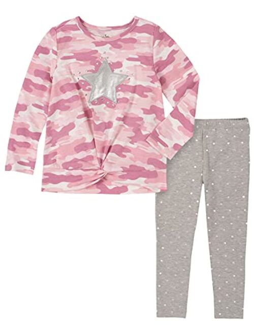 Kids Headquarters Little Girls Georgette Flounce Tunic and Leggings Set, 2 Piece