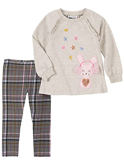 Kids Headquarters Little Girls Georgette Flounce Tunic and Leggings Set, 2 Piece