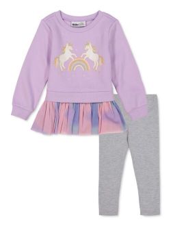Baby Girls 2-Pc. Unicorns Peplum Tunic & Leggings Set