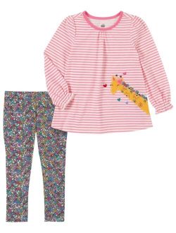 Toddler Girls Striped Tunic and Floral Leggings Set, 2 Piece