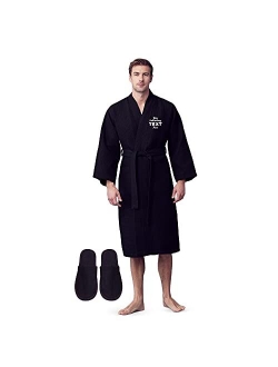 LOTUS LINEN SPA Cotton Bath Robe for Men - Luxury Soft Waffle Robe Men