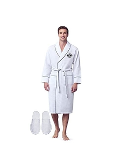 LOTUS LINEN SPA Cotton Bath Robe for Men - Luxury Soft Waffle Robe Men