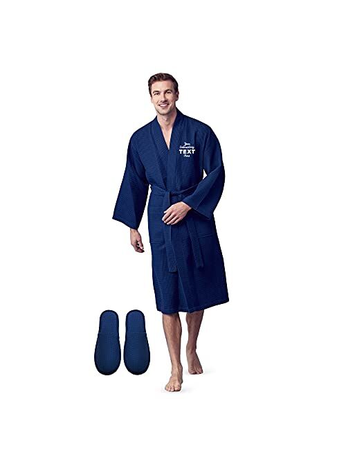 LOTUS LINEN SPA Cotton Bath Robe for Men - Luxury Soft Waffle Robe Men