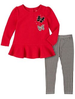 Baby Girls Quilted Peplum Tunic and Check Leggings, 2 Piece Set