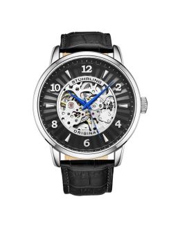 Men's Black Leather Strap Watch 48mm