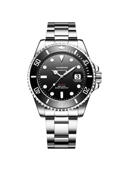 Hanboro Automatic Mechancial Watches for Men Pro Diver Ceramic Bezel Stainless Steel Wrist Watch 1303