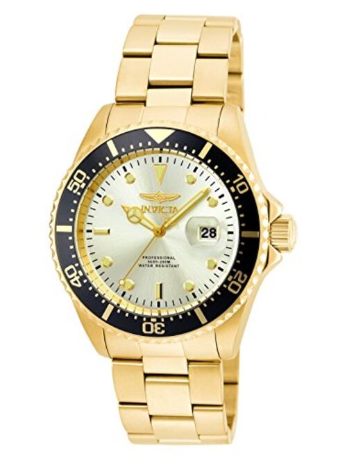 Invicta Men's Pro Diver 43mm Stainless Gold Steel Quartz Casual Watch, Silver/Orange, Gold/Beige, Two Tone/Silver (Model: 22022, 22065, 22061)