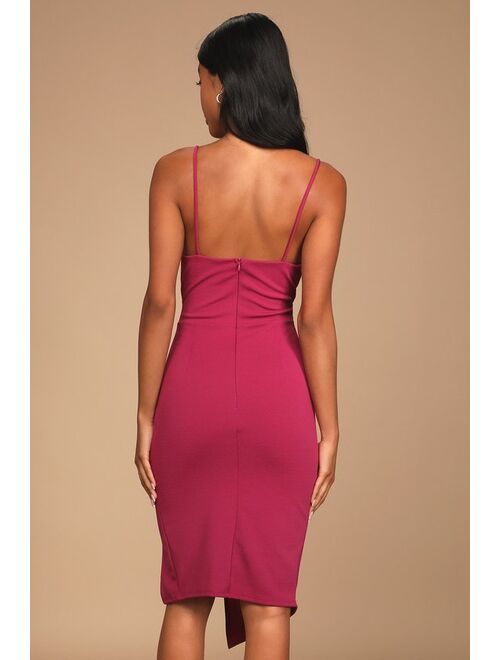 Lulus Made to Wow Magenta Surplice Asymmetrical Dress