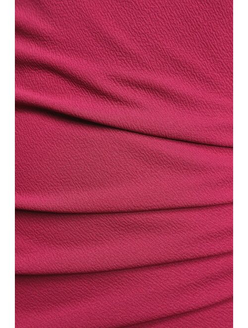 Lulus Made to Wow Magenta Surplice Asymmetrical Dress