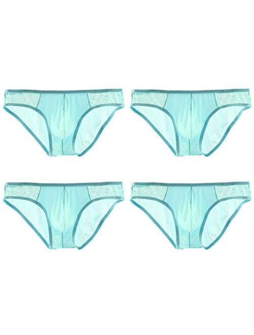 WINDAY Men Briefs Lace Silk Low Rise Bikini Briefs and Breathable Underwear B162