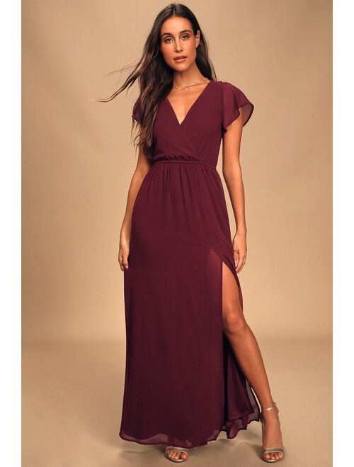 Lulus Lost in the Moment Burgundy Maxi Dress