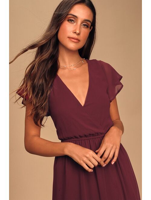 Lulus Lost in the Moment Burgundy Maxi Dress