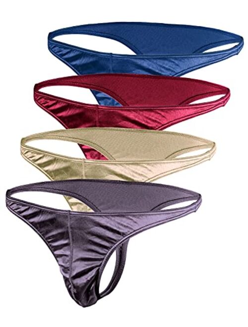 Satin Mens Thongs Underwear Panties Silky Sexy Man G String Thong Undie 6 Pack