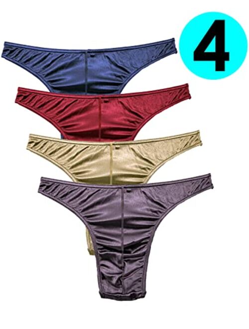 Satin Mens Thongs Underwear Panties Silky Sexy Man G String Thong Undie 6 Pack