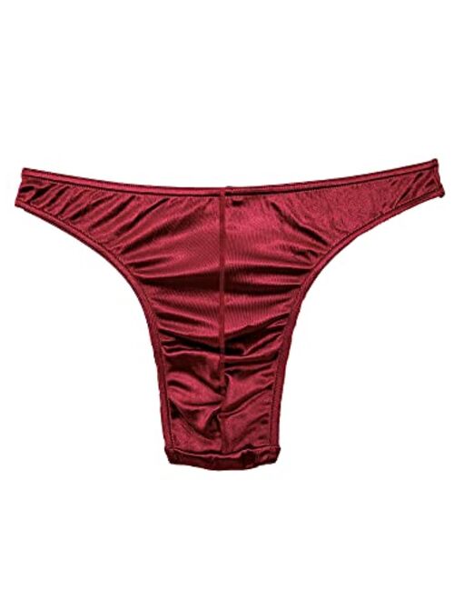 Satin Mens Thongs Underwear Panties Silky Sexy Man G String Thong Undie 6 Pack