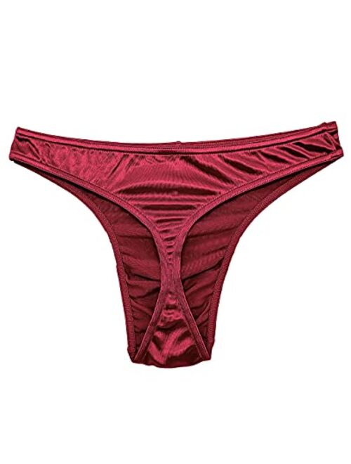 Satin Mens Thongs Underwear Panties Silky Sexy Man G String Thong Undie 6 Pack