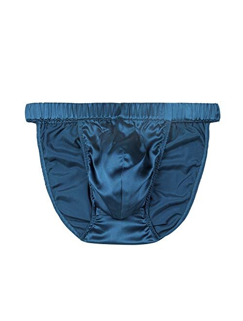 SilRiver Men's Silk Satin Bikini Pouch Tanga Briefs Silk Underwear Panties S - XL