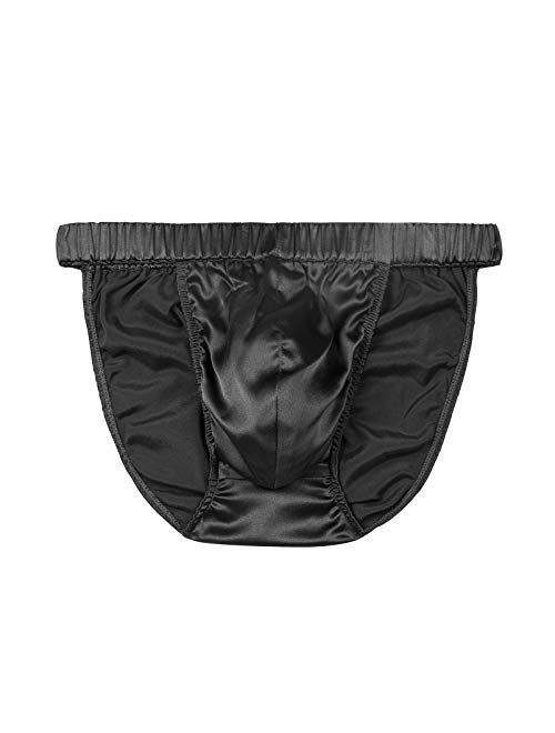 SilRiver Men's Silk Satin Bikini Pouch Tanga Briefs Silk Underwear Panties S - XL