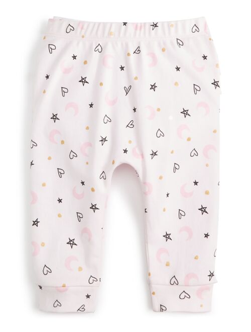 First Impressions Baby Girls Cotton Ruffle-Trim Love Stars Jogger Pants, Created for Macy's