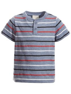 Baby Boys Striped Henley T-Shirt, Created for Macy's