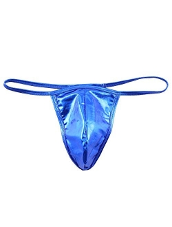 ranrann Men's Shiny Metallic Low Rise Bulge Pouch Bikini Briefs G-String Thong Underwear