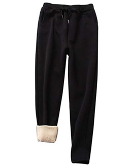 Yeokou Warm Sweatpants Womens Fleece Sherpa Lined Winter Active Running Jogger Pants