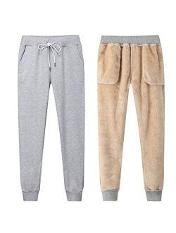 Duyang Women's Warm Sherpa Lined Sweatpants Athletic Jogger Harem Pants