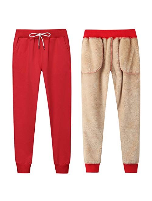 Duyang Women's Warm Sherpa Lined Sweatpants Athletic Jogger Harem Pants