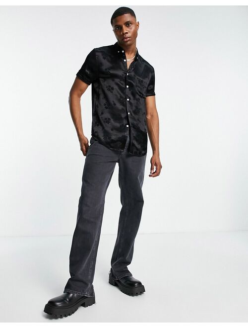 Asos Design regular fit shirt in black floral jacquard