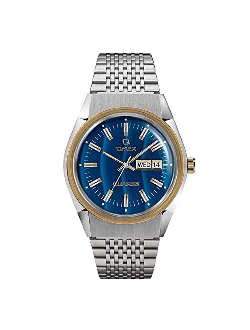 Timex 38 mm Q Timex Reissue Stainless Steel Case Blue Dial Stainless Steel Bracelet