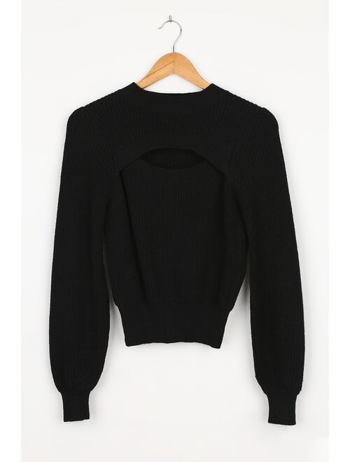 Lulus Lovely Embrace Black Cutout Sweater Top