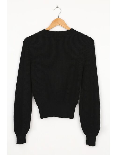 Lulus Lovely Embrace Black Cutout Sweater Top