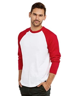 Cottonbell Men's Full Length Sleeve Raglan Cotton Baseball Tee Shirt