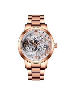 OBLVLO Casual Watches Men's Rose Gold Watches Skeleton Watches VM