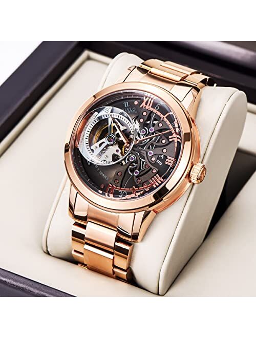 OBLVLO Casual Watches Men's Rose Gold Watches Skeleton Watches VM