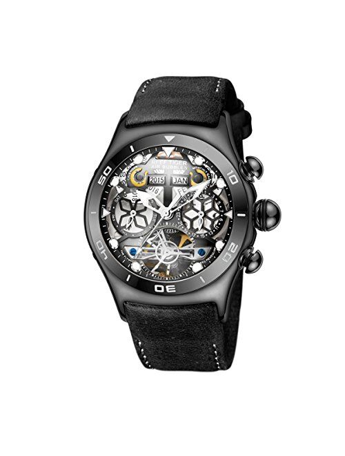 Sport Watches for Mens Black Skeleton Dial Steel Tourbillon Watch RGA703