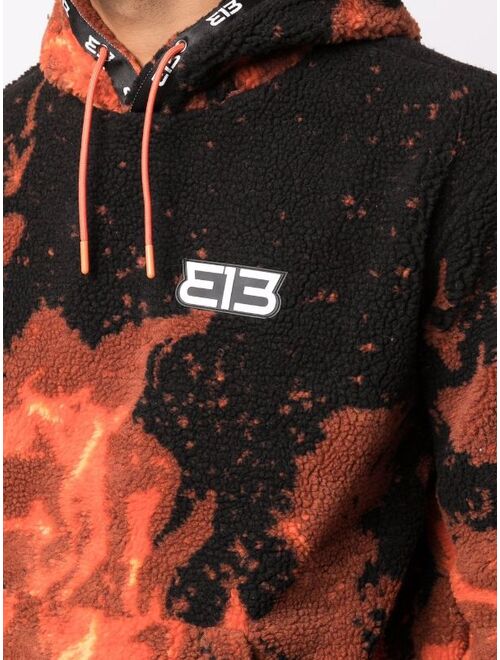 313 WORLDWIDE flame-print fleece hoodie