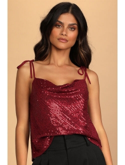 Party Pick Champagne Sequin Tie-Strap Cami Top